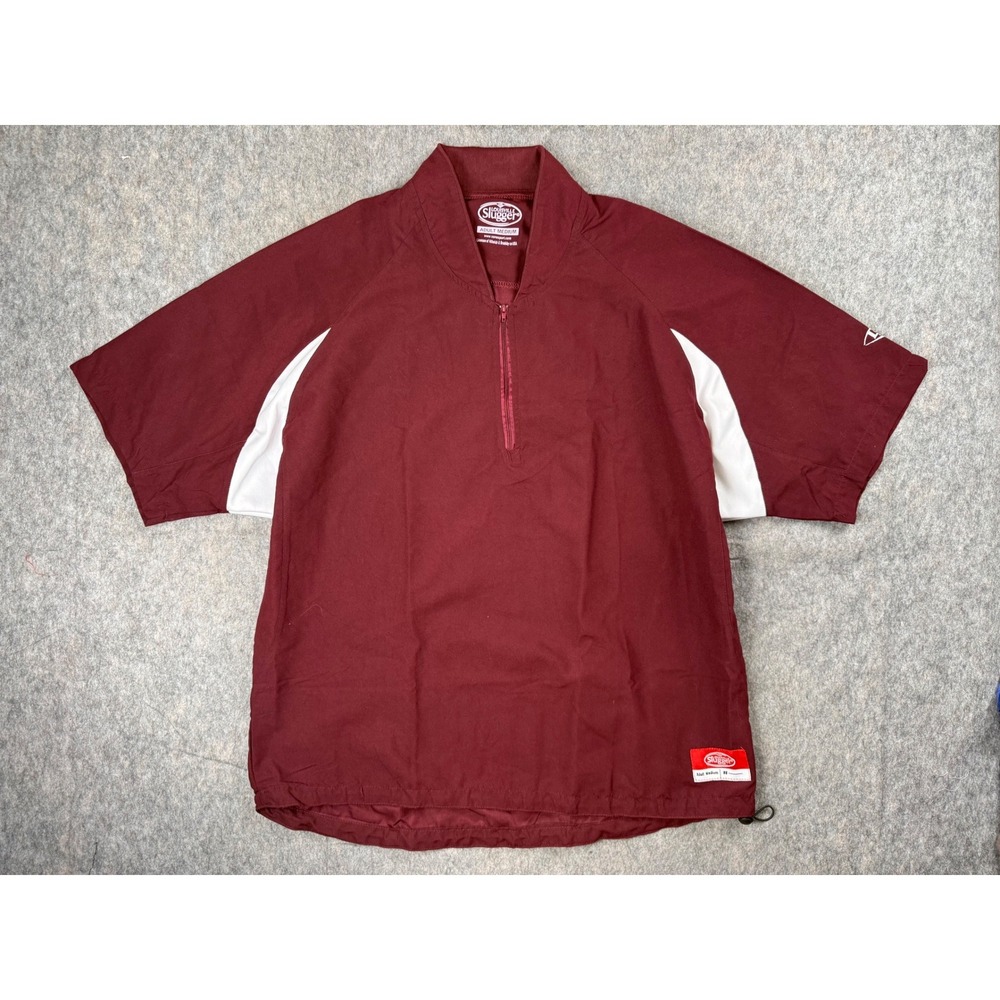Louisville Slugger Windshirt Mens Med Maroon Polyester 1/4 Zip Baseball Pullover
